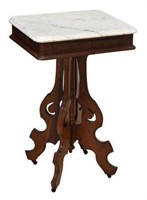 AMERICAN VICTORIAN MARBLE TOP LAMP TABLE