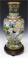 LARGE BALUSTER FORM CLOISONNE VASE, 20"H