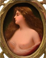 PORCELAIN PLAQUE OF A BEAUTY, AFTER ANGELO ASTI