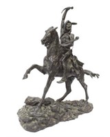 AFTER REMINGTON, "SCALP", WESTERN PATINATED BRONZE