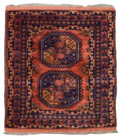 HAND-WOVEN AFGHAN DOUBLE MEDALLION RUG, 4'5"x5'3"