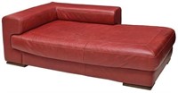 MODERN RED LEATHER CHAISE LOUNGE