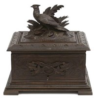 BLACK FOREST PHEASANT CARVED FITTED CIGAR BOX