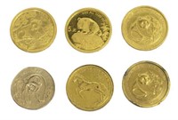 (6) CHINESE PANDA & SINGAPORE GOLD COINS