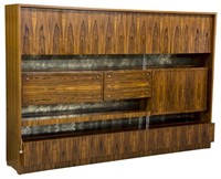 DANISH MID-CENTURY MODERN FIGURED WOOD WALL UNIT