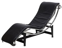 ITALIAN MID-CENTURY MODERN STEEL & LEATHER CHAISE