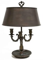 FRENCH PATINATED & GILT CANDELABRA FORM LAMP
