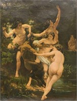 AFTER BOUGUEREAU, NYMPHS AND SATYR PAINTING