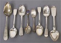 (8) GROUP ANTIQUE COIN & STERLING SILVER SPOONS