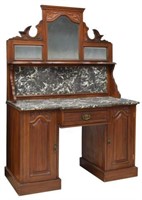VICTORIAN MIRRORED MARBLE BACK & TOP DRESSER