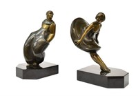 (2) ALEXANDRE KELETY(1918-1940) BRONZE BOOKENDS