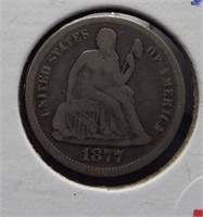 1877-S Seated Liberty Silver Dime.
