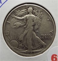 1942 Walking Liberty Silver Half Dollar.