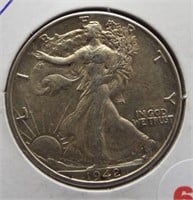 1942-D Walking Liberty Silver Half Dollar.