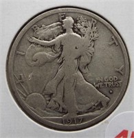1917-D Walking Liberty Silver Half Dollar.