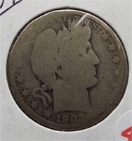1907-O Barber Silver Half Dollar.
