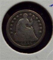 1851-O Seated Liberty Silver Half Dime.