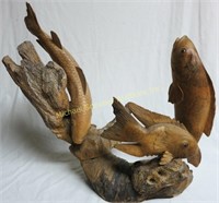 LARGE WOOD CARVING DEPICTING FISH