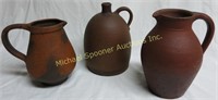 LOT OF 3 SIGNED BROWN POTTERY JUGS