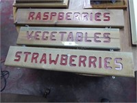 Wood produce sign