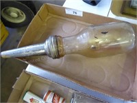 Glass oil bottle w/ Mobil Gargoyle top