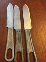 3 US MILITARY KOREAN WAR MESS HALL KNIVES 1953