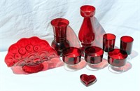 Assortment of Red Glass - Vases Holder Drinks