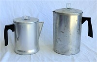 2 Vintage Aluminum Coffee Pots Peculators