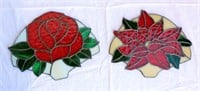 2 Smaller Stained Glass Window Flowers