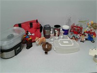 Food steamer, Mickey Mouse bowling bag, thermos