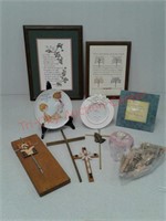 Religious Decor, picture frames, counted cross