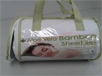 New white aloe vera bamboo queen size sheet set