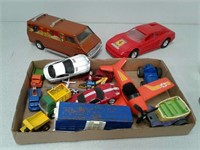 Classic Ferrari toy car, sandvan metal van and