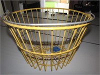 Vintage Yellow Coated Wire Egg Basket