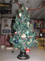 Vintage Lighted Christmas Tree with Ornaments