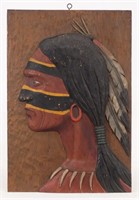 Carved Plaque With Native American