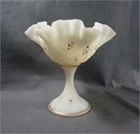 Fenton Glass Handpainted Compote Artist Signed