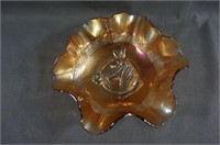 Antique Dugan Glass Marigold Horse Head Bowl