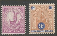 AUSTRALIA NEW SOUTH WALES #81a & #128 MINT F-VF HR