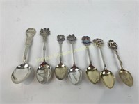 SEVEN STERLING SILVER COLLECTOR SPOONS