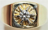 50-NT11 10K Gold Diamond Mens Signet Ring