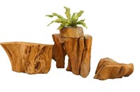 Free Form Teak wood carved tables & planter