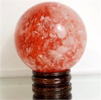Strawberry Quartz Crystal ball on pedestal