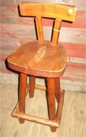 Rustic log stool with back from Northern