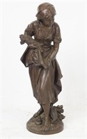 19th cent. French Girl at Harvest Bronze -