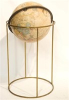 A 16" diameter globe on brass stand