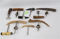 Collection Antique Bone & Stag handled corkscrews