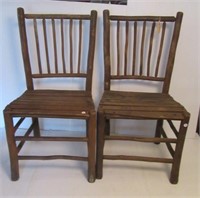 Pair of antique hickory chairs.