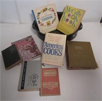 (8) Hard Cover Cook Books in Enamel Ware Roasting