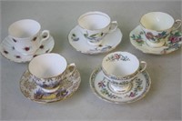 5 Cups & Saucers including Royal Vale